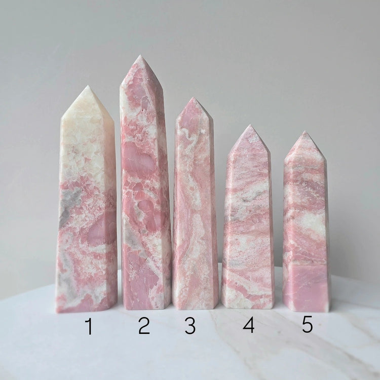 Pink Opal Crystal Tower Point Obelisk High Quality Peru Large - Crystals and Me | Crystal Candles and Ethically Sourced Crystals
