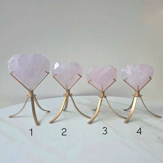 Rare Periwinkle Rose Quartz Crystal Heart on Stand - Crystals and Me | Crystal Candles and Ethically Sourced Crystals