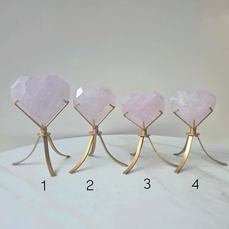 Rare Periwinkle Rose Quartz Crystal Heart on Stand - Crystals and Me | Crystal Candles and Ethically Sourced Crystals
