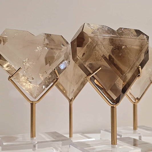 Natural Citrine Crystal Faceted Heart High Quality on Stand Brazil