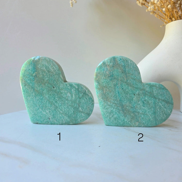 Amazonite Crystal Heart High Quality Free-Standing Large Brazil