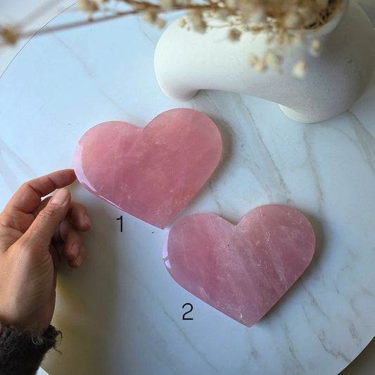 Rose Quartz Crystal Heart High Quality Large with Stand Brazil - Crystals and Me | Crystal Candles and Ethically Sourced Crystals