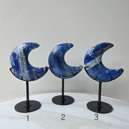 Lapis Lazuli Crystal Moon on Stand High Quality - Crystals and Me | Crystal Candles and Ethically Sourced Crystals