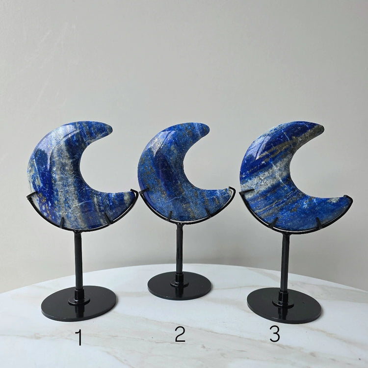 Lapis Lazuli Crystal Moon on Stand High Quality - Crystals and Me | Crystal Candles and Ethically Sourced Crystals