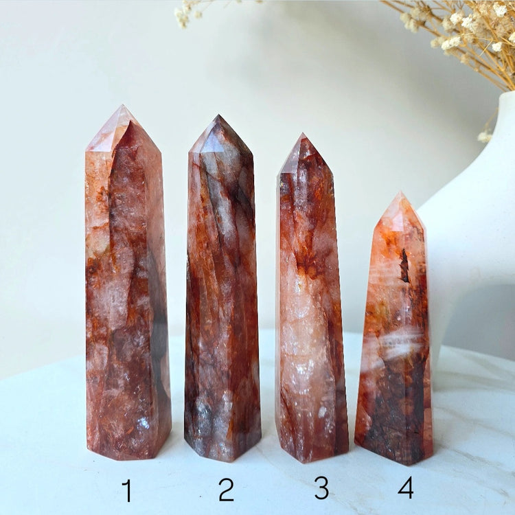 Fire Quartz Crystal Hematoid Quartz Crystal Point High Quality Brazil