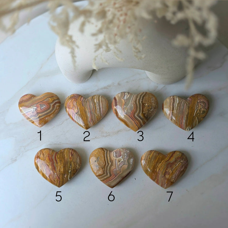Yellow Crazy Lace Agate Crystal Heart Indonesia High Quality