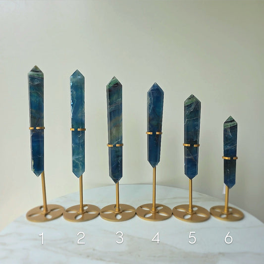 Blue Fluorite Crystal Wand on Stand China