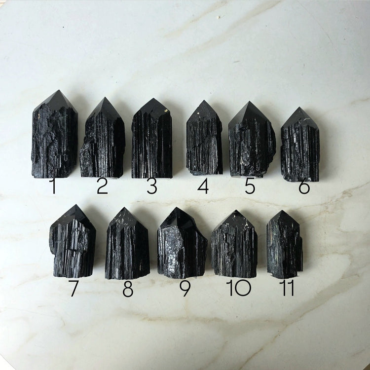 Black Tourmaline Crystal Rough Point Brazil High Quality