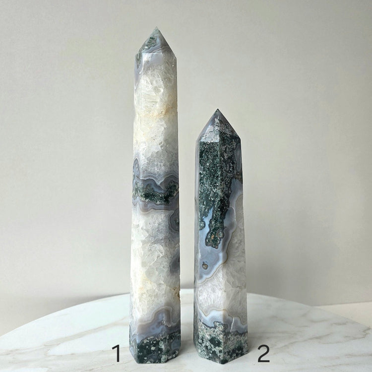 Green Moss Agate Crystal Tower XL High Quality