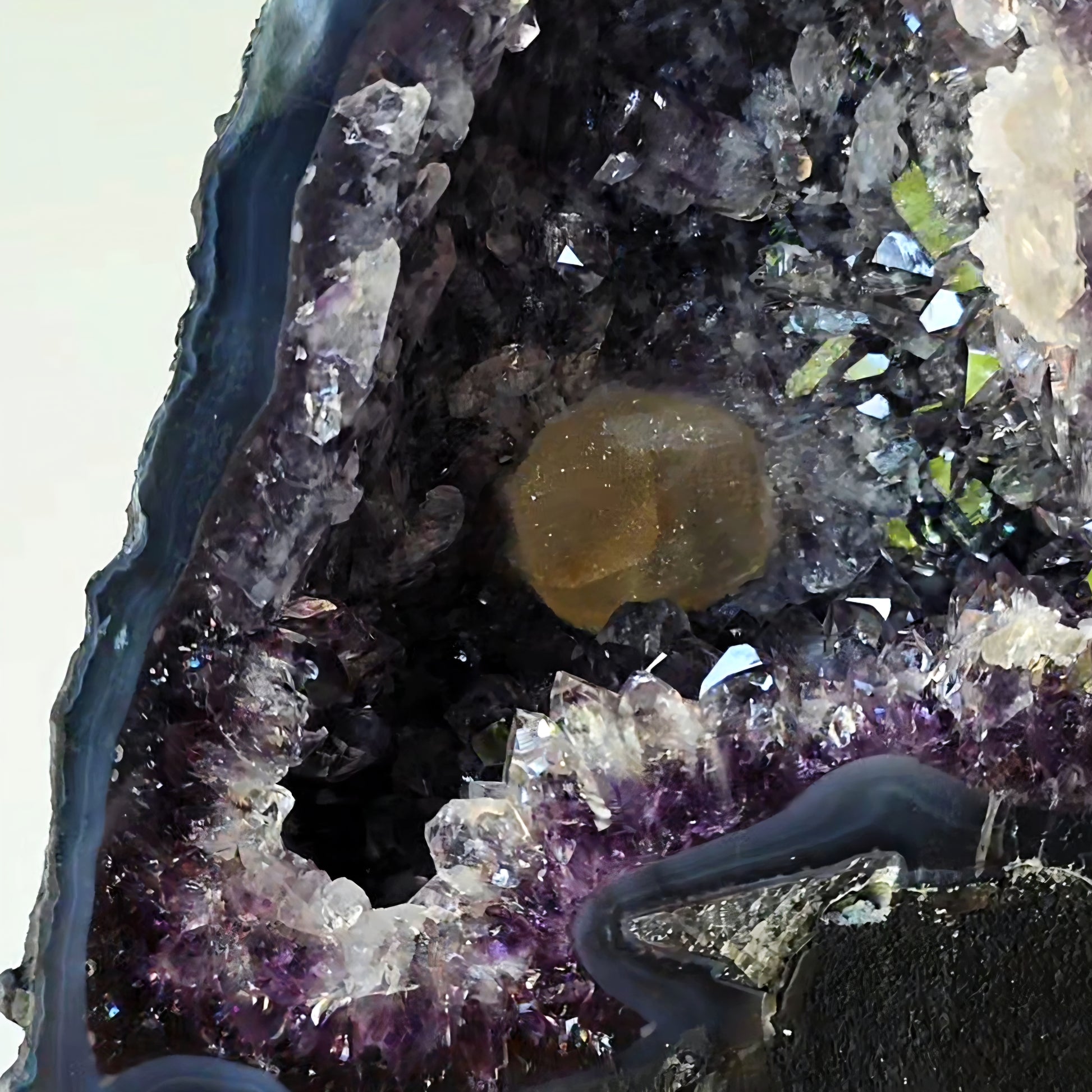 Amethyst Crystal Cathedral Cave with Crystallised Calcite Formation High Quality Brazil Mini - Crystals and Me | Crystal Candles and Ethically Sourced Crystals