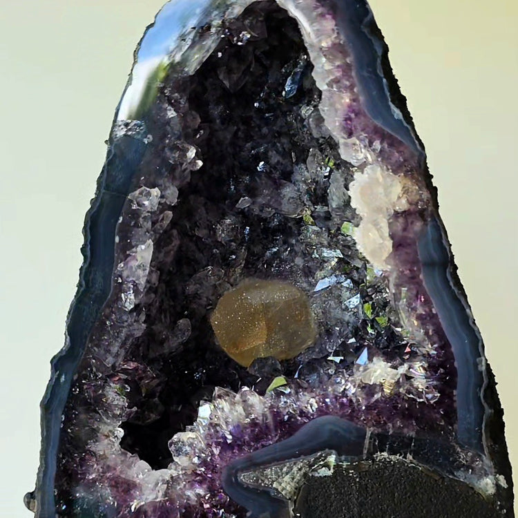 Amethyst Crystal Cathedral Cave with Crystallised Calcite Formation High Quality Brazil Mini - Crystals and Me | Crystal Candles and Ethically Sourced Crystals