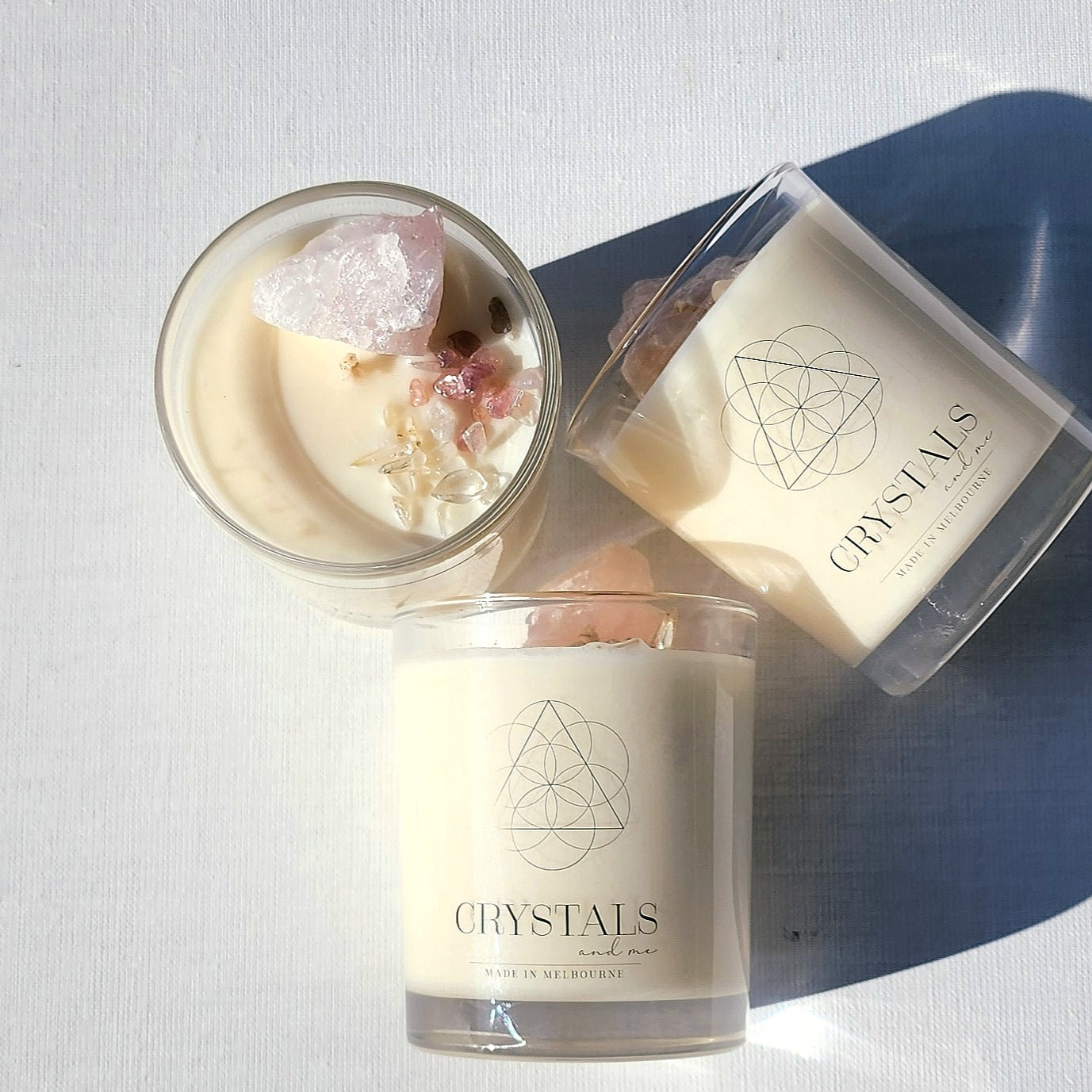 'Confident and Worthy' Rose Quartz Crystal Candle 200g - Crystalsandme