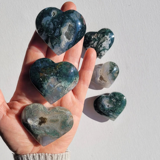 Moss Agate Heart - Crystalsandme